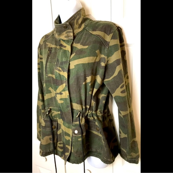 BLANK NYC Brigade Camo Military Jacket Coat Army Olive Green Long Sleeves - Picture 4 of 11